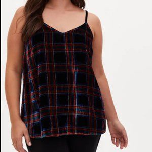 Multi Plaid Velvet Swing Cami(New w/o Tags)